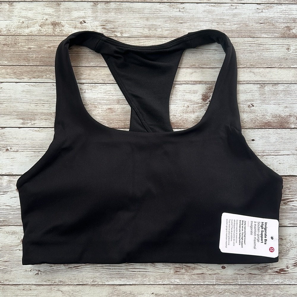 Lululemon Invigorate Sports Bra sz 2 B/C Women’s Black High Support Cut Out Mesh